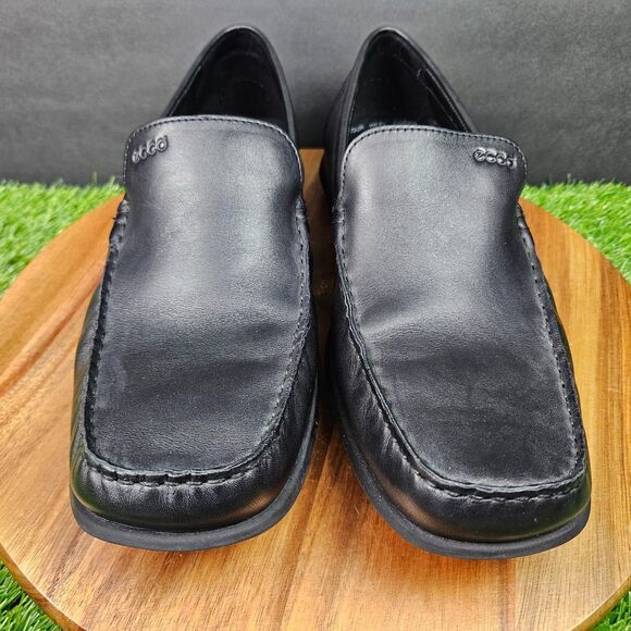 Ecco Mens Classic Moc Loafers Size 44 10 Black Leather Moc Driving Shoes Slip On main image 10